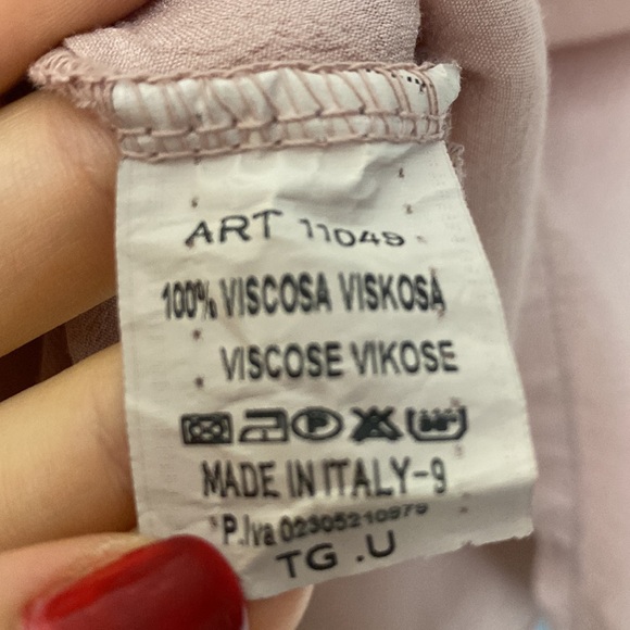 Oversized Balloon Long Sleeve Oversized Top Italy Blush Pink Viscose V-neck Boho - Picture 11 of 11